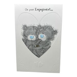 Carte Blanche Me To You Large Greeting Card Engagement Teddy Bears Holding Ring